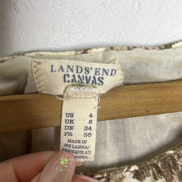 Lands’ End Canvas Floral Print Sleeveless Dress Brown Beige US 4 Small - Picture 10 of 12